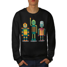 Wellcoda Friendly Robots Mens Sweatshirt, Technology Casual Pullover Jumper - £24.11 GBP+
