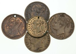 1837, 61, 62 Great Britain Queen Victoria Cumberland Jack Token Lot of 5 - £60.34 GBP