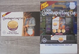 2- COPENHAGEN LONG CUT HEAVY PAPER WINDOW ADVERISING SIGNS W/COWBOY-1997 - £7.52 GBP