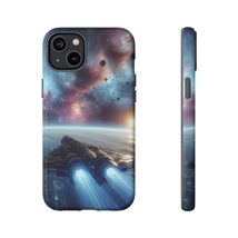Spaceship Traveling Galaxy Cover for iPhone 15, Tough Case Space Art Gif... - $28.49