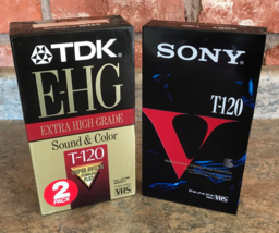 TDK High Grade E-HG Avilyn Sound &amp; Color T-120 2 pack VHS tapes + 1 Sony T-120 V - £4.65 GBP
