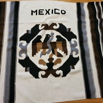 Vintage Mexico Handmade Mexican Blanket Black Brown White 49x80&quot; - $31.79