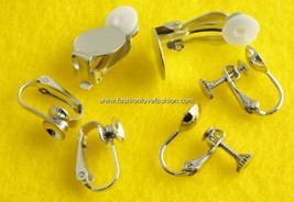 4 Pairs Silver Clip On Ball,Screw Back Earring Findings - £4.77 GBP