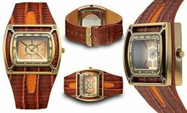 NEW Tavan 14006 Womens Sadie Orange Stiched Leather Band Steel Square Case Watch - £15.78 GBP