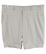 Bolle Golf Shorts Mens 40 Light Beige Chino Plaid Blue Lightweight Casual - $32.73 CAD