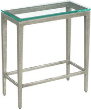 Side Table WOODBRIDGE Contemporary Petite Textured Silver Glass Top Metal B - $1,099.00