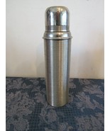 Vintage Thermos 1900&#39;s Silver Ribbed w/Orig. Cup &amp; Cork Stopper - $129.04 CAD