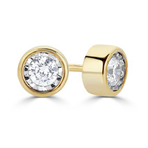 1/4Cttw Diamond Bezel Stud Earrings Set In 14K Yellow Gold by Fifth and ... - £125.49 GBP