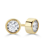 1/4Cttw Diamond Bezel Stud Earrings Set In 14K Yellow Gold by Fifth and ... - $156.99