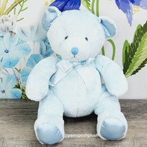 Applause Blue Teddy Bear Plush 12&quot; Rattle Lovey Bow Stuffed Animal  - £11.75 GBP