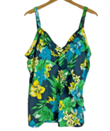 Swim 365 Swimsuit Tankini Top Blue Green Tropical Floral Ruffle Slimming... - $54.33 CAD
