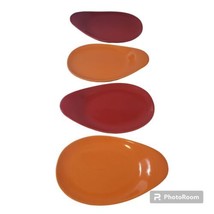 Crate and Barrel Egg Shaped Side Plates Red Orange 8.25 inch - £16.83 GBP