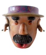BIRD BRAIN, INC. Man Head Planter Earrings Folk Art Terra Cotta 2005 - $34.64