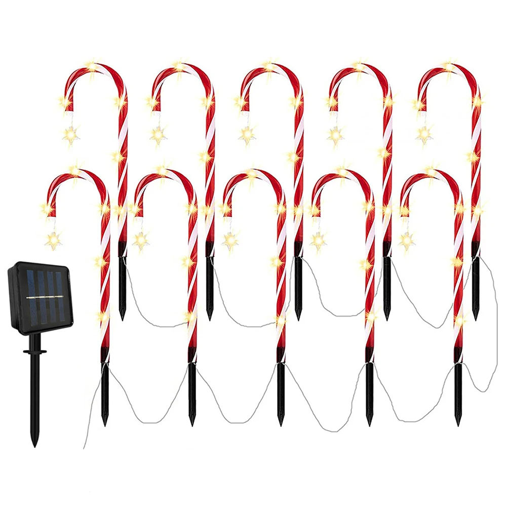 Solar Power Light Christmas Candy Cane Lights with Shining  Outdoor Warm LED Hom - $59.92