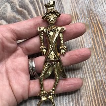 Vintage Articulated Scarecrow Brooch Gold Tone - $18.70
