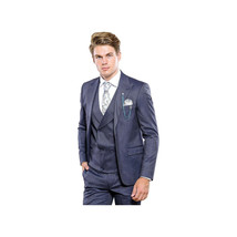 Men 3pc European Vested Suit Wessi By J.Valintin Extra Slim Fit JV17 Navy Blue - $149.99