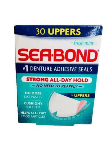 Sea-Bond Denture Adhesive, Fresh Mint Uppers, 30 Count - $14.73