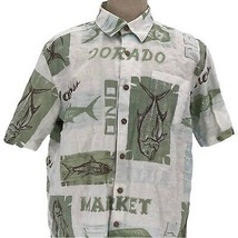 VTG Quiksilver Dorado Market Seafood Fishing Hawaiian Shirt Size Large Store  - £34.78 GBP