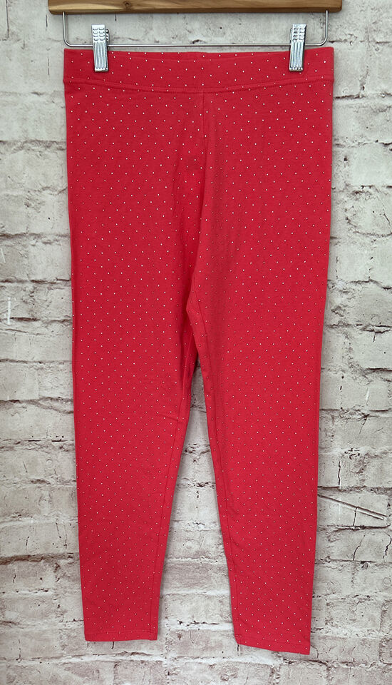 GAP KIDS Girls Size XXL (13 yrs) Leggings Jersey Knit Coral Pink Silver Dots NEW - $19.00