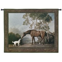 53x41 Bay Horse And White Dog Tapestry Wall Hanging - £134.53 GBP