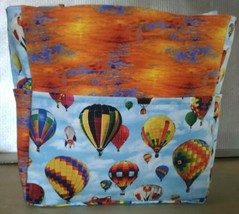 Hot Air Balloon Clouds Sky Cat Basket Rainbow Purse/Project Bag Handmade 12x12 - £29.68 GBP