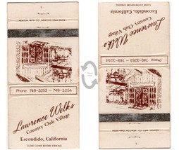 Vintage Matchbook Cover Lawrence Welk&#39;s Country Club Village Escondido CA 30 str - £3.93 GBP