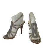 Calvin Klein Heeled Shoes Strappy Perla Snake Print Heeled Womens Size 9 Beaded - $14.84