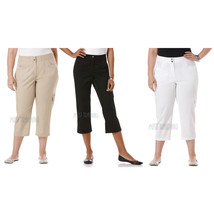 Rafaella Classic Stretch Poplin Cargo Higher Rise Straight Hip Capri Pan... - £22.32 GBP