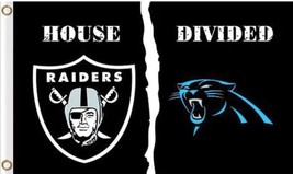 Las Vegas Raiders and Carolina Panthers Divided Flag 3x5ft - £12.34 GBP