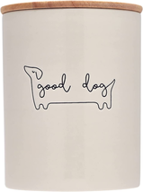 Pearhead Good Dog Treat Jar, Ceramic and Wood Pet Treat Canister, Neutral Modern - £19.50 GBP