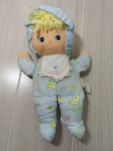 Knickerbocker Baby Dolly Bean sweet heart bib vintage plush small blue d... - $8.90