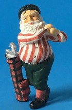 Golfing Santa Claus Figurine Striped Shirt Resin - $9.95