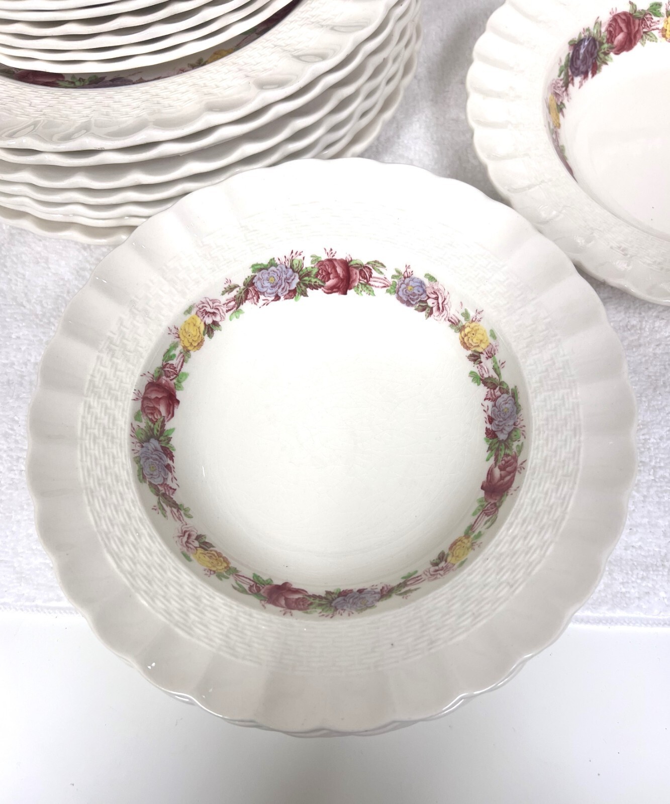 OLD Copeland Spode Rose Briar Basket Weave Rim Item image 10