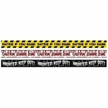 3 Fright Tape Banners Halloween Enter if you dare, Zombie Zone, Haunted - $5.93