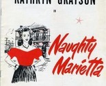 Naughty Marietta Souvenir Program Kenley Players Ohio 1961 Katherine Gra... - $21.75