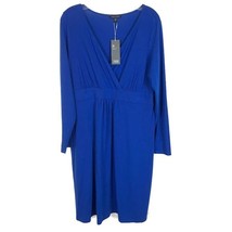 NWT Womens Size Large Eileen Fisher Blue V-Neck Surplice Stretch Midi Dress - £69.37 GBP