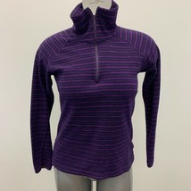 Columbia Fleece Pullover Women&#39;s Small Blue Purple Striped 1/4 Zip Long ... - $7.92