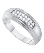 10K White Gold Round 2-Row Diamond Mens Wedding Anniversary Ring Band 1/... - $9,503.43 MXN