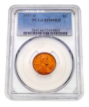 1957-D 1C Lincoln Cent Graded by PCGS as MS66RD - $64.34