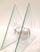 Equestrian Horse Lover Gift Candle Holder Etched Glass Beveled Illusion VTG - £10.98 GBP