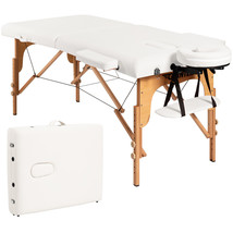 84&quot; Portable Massage Table Foldable Adjustable Facial Spa Bed Tattoo w/Bag White - £243.26 GBP