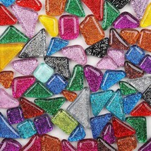 200G Mixed Color Mosaic Tiles Shine Crystal Mosaic Pieces Stained Glass Bulk Ass - £15.97 GBP