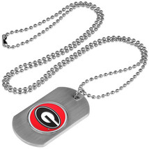 Georgia Bulldogs Dog Tag Necklace with a embedded collegiate medallion - £11.95 GBP