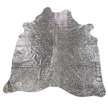 Silver Acid Washed Leopard Print Cowhide Rug Size: 7.2x6.5 feet Y-026 - $197.01