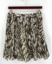 Talbots A Line Pleated Skirt Size 10 Petite Tan Black Animal Print Lined... - £19.46 GBP