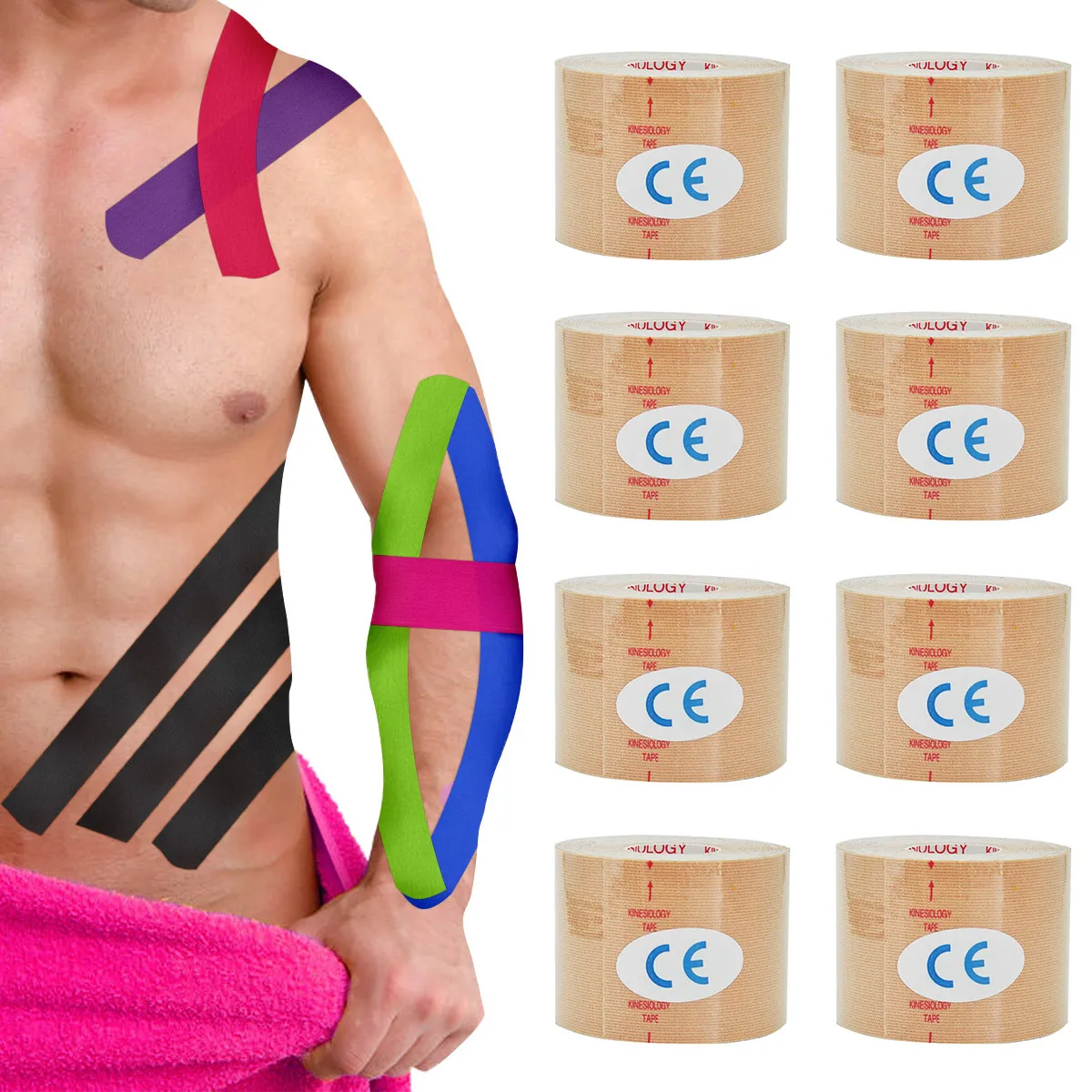 Sporting 1/6/10 Pcs Beige Muscle Bandage Sportings Cotton Elastic Adhesive Strai - £23.90 GBP