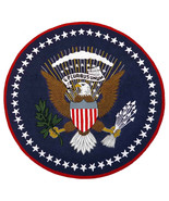 US Logo Flag 6&#39;x6&#39; Eagle Pluribus President Handmade Tufted 100% Wool Ar... - £157.28 GBP