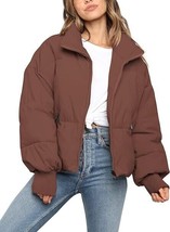 new KYL Women&#39;s Winter Cropped Puffer Jacket sz XS Oversized Ski Snow Coat Brown - £35.42 GBP