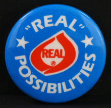 1970s &quot;REAL&quot; Possibilities 100% Cow&#39;s Milk VTG Pinback Button Dairy Blue... - £6.86 GBP