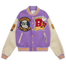 American Vintage Baseball Jacket - Patchwork Embroidery Bomber Hip Hop Outwear - £23.69 GBP